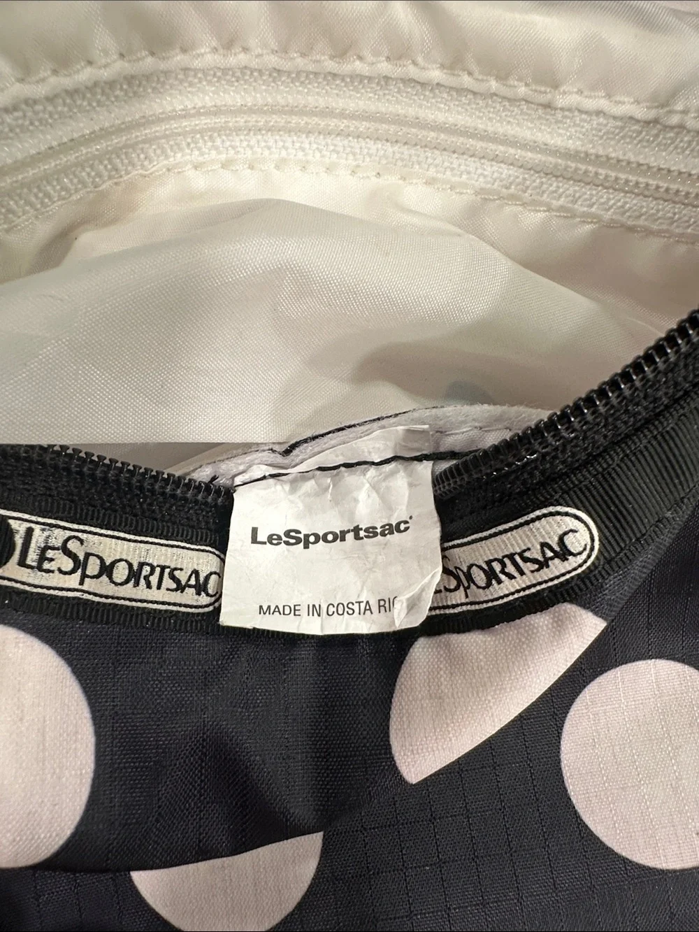 Lesportsac Black Shoulder Bag with Pink Polka Dots